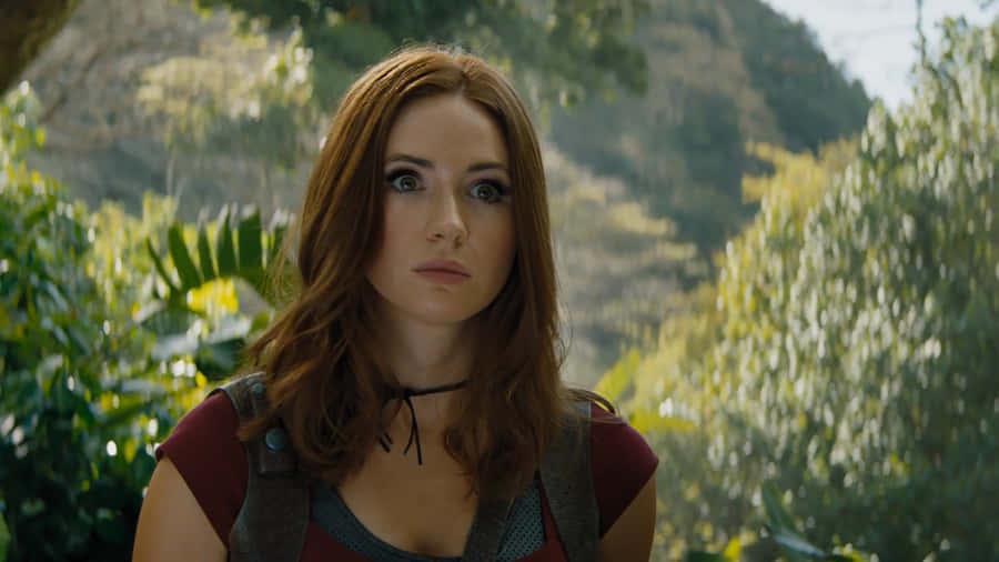 Karen Gillan Staring In The Jungle Wallpaper