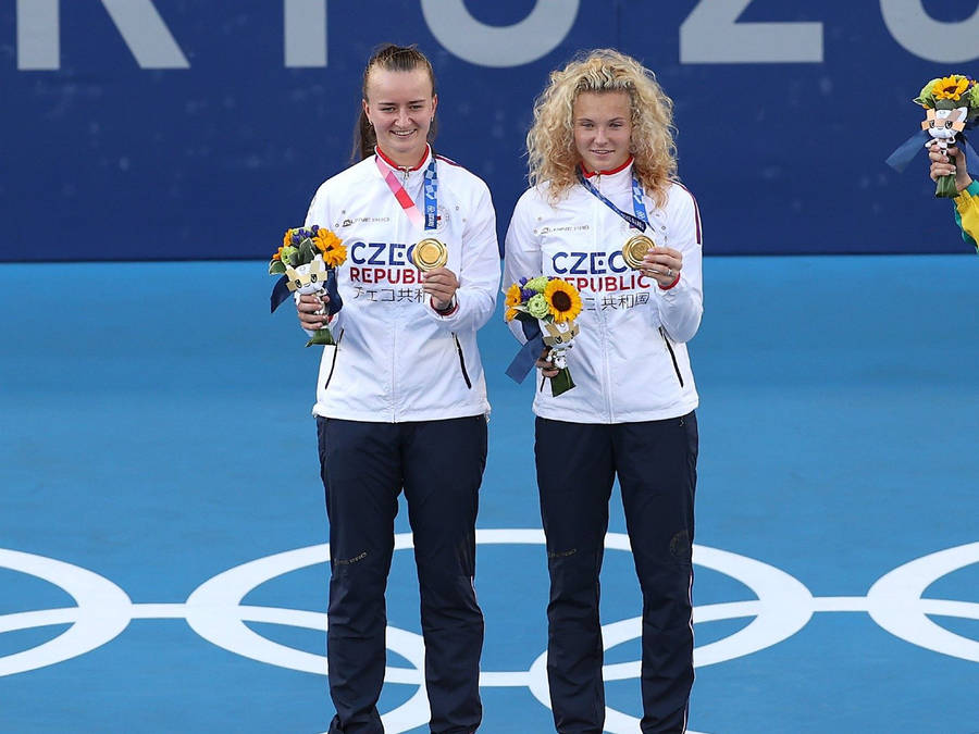 Katerina Siniakova And Barbora Krejcikova Medals Wallpaper