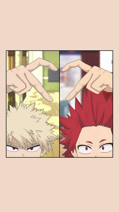 Katsuki And Eijiro Finger Heart Wallpaper