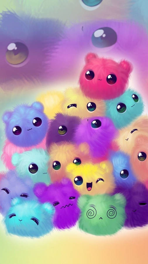 Kawaii Cute Girly Fluff Balls Wallpaper