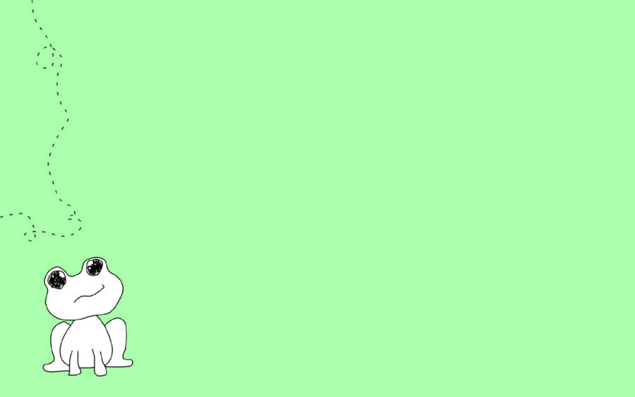 Kawaii Frog On Green Drawing Wallpaper