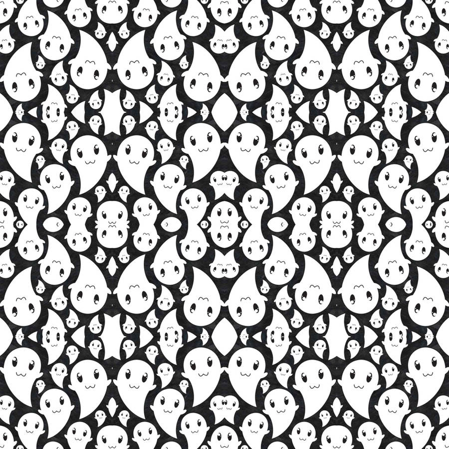 Kawaii Ghost Aesthetic Pattern Wallpaper