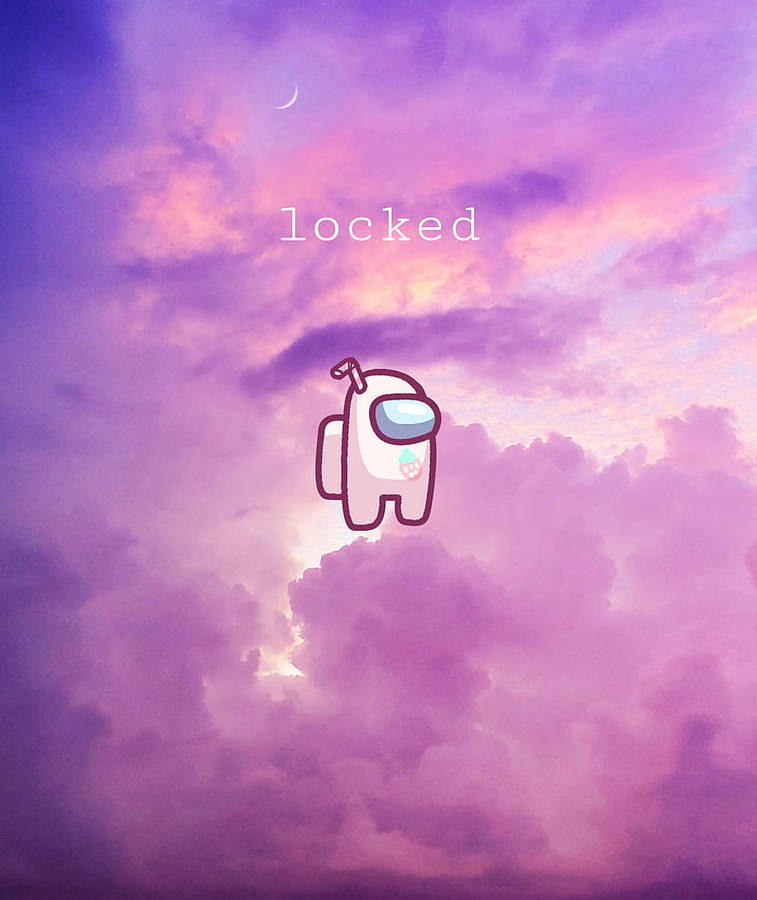 Kawaii Purple Locked Among Us Wallpaper