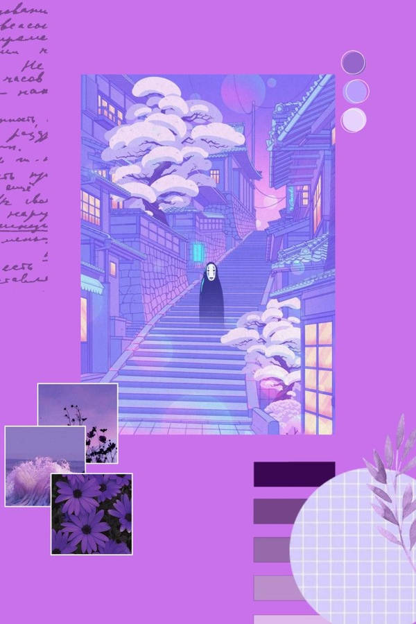 Kawaii Purple No Face Aesthetic Wallpaper