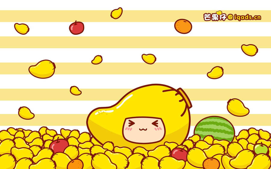 Kawaii Ripe Mango Sticker Wallpaper