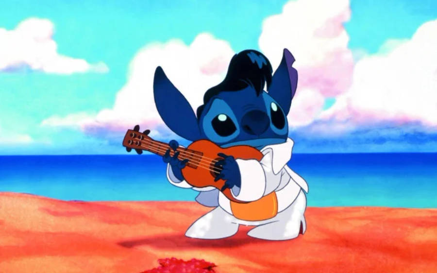 Kawaii Stitch Dressed As Elvis Presley Wallpaper