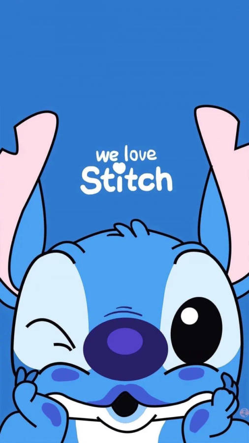 Kawaii Stitch With Blue Wallpaper