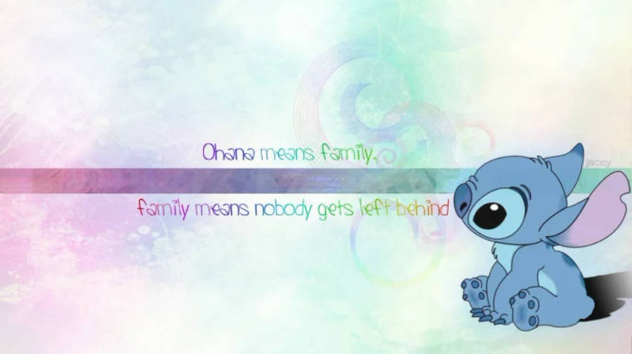 Kawaii Stitch With Rainbow Text Wallpaper