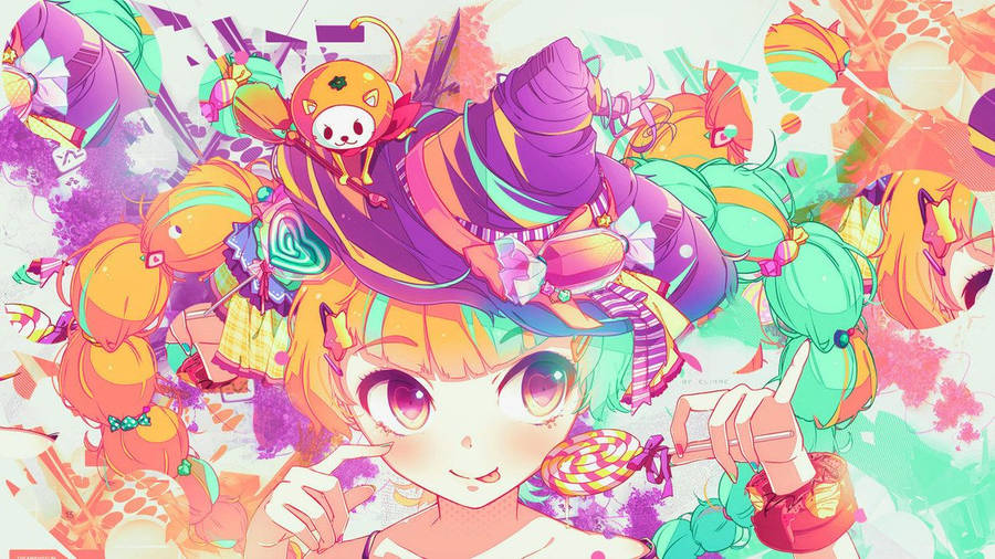 Kawaii Sweets Witch Wallpaper