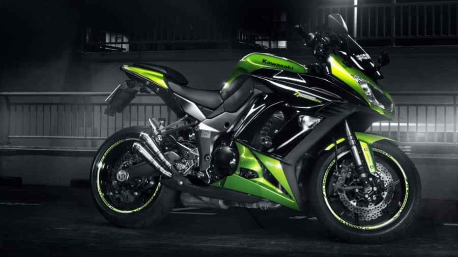 Kawasaki Sportbike Night Scene Wallpaper