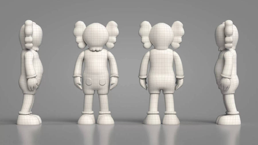 Kaws Pc 3d Grid Figures Wallpaper