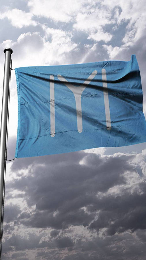 Kayi Blue Flag On A Pole Wallpaper