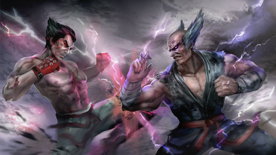 Kazuya Mishima And Heihachi Artwork Wallpaper