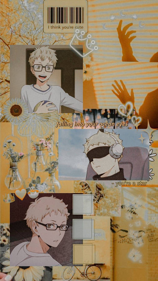 Kei Tsukishima Aesthetic Mood Board Wallpaper