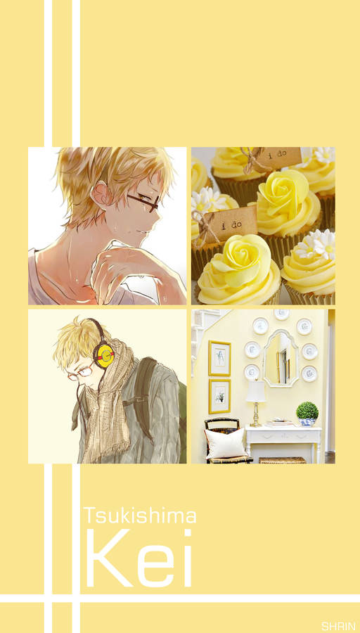 Kei Tsukishima Delightful Yellow Art Wallpaper