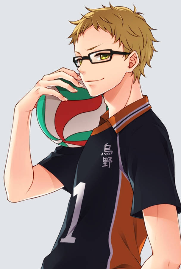 Kei Tsukishima In Volleyball Jersey Wallpaper