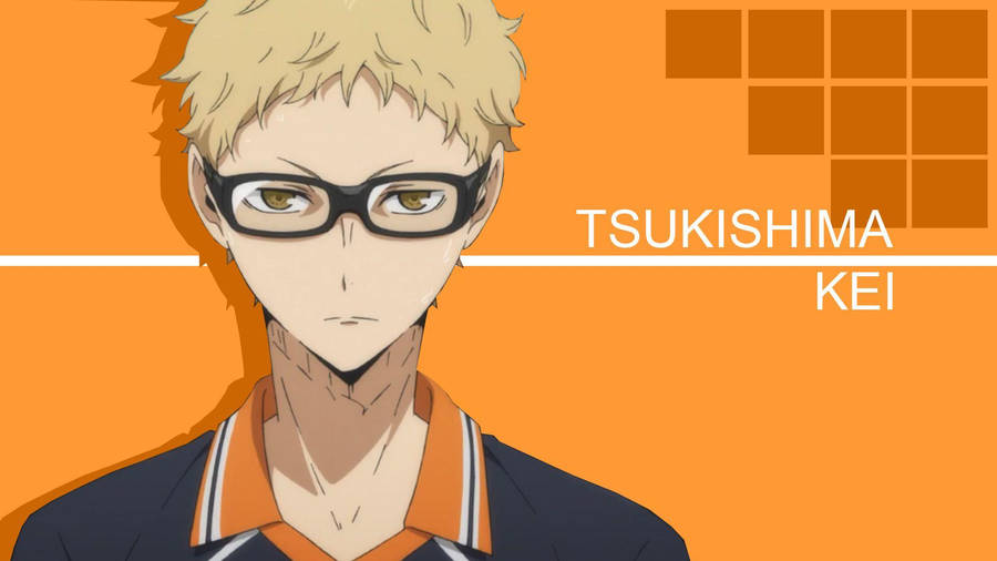 Kei Tsukishima Orange Blocks Wallpaper