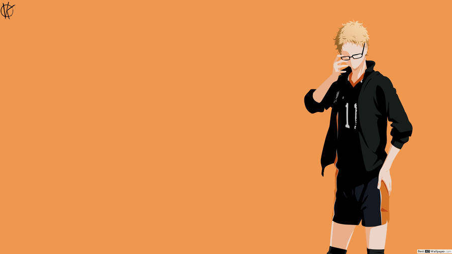 Kei Tsukishima Orange Vector Art Wallpaper