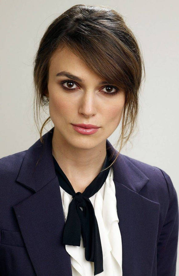 Keira Knightley Blue Suit Portrait Wallpaper