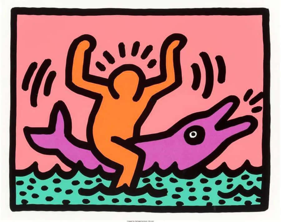 Keith Haring Radiant Babyon Dolphin Wallpaper