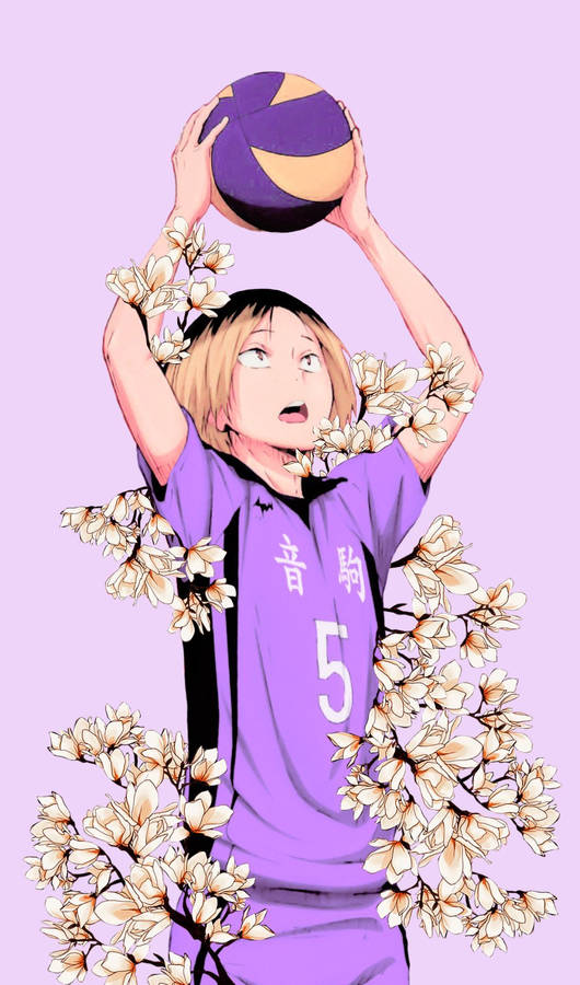 Kenma Kozume Lavender And Flowers Wallpaper