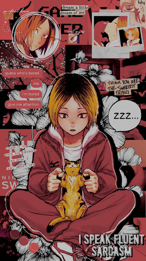 Kenma Kozume Red Aesthetic Mood Board Wallpaper