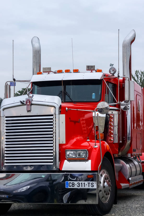 Kenworth Cherry Red Truck Wallpaper