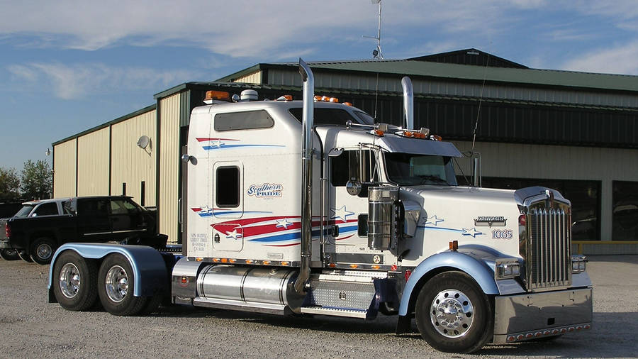 Kenworth Truck With Us Flag Wallpaper