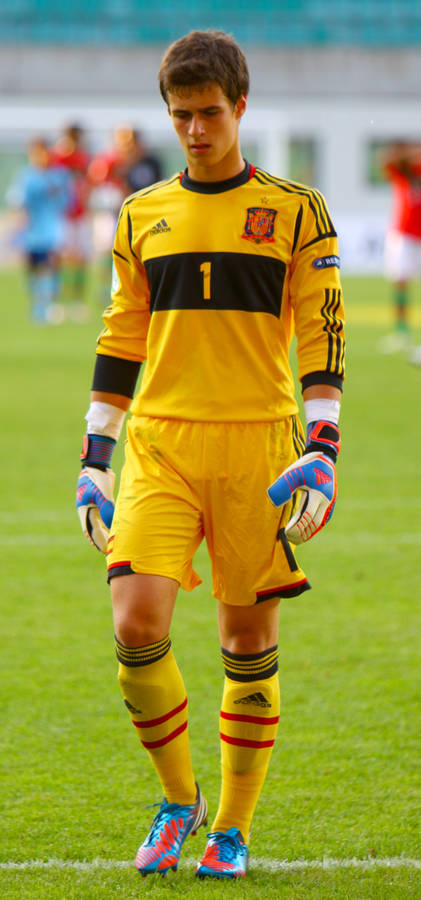 Kepa Arrizabalaga Standing Confident On The Pitch Wallpaper