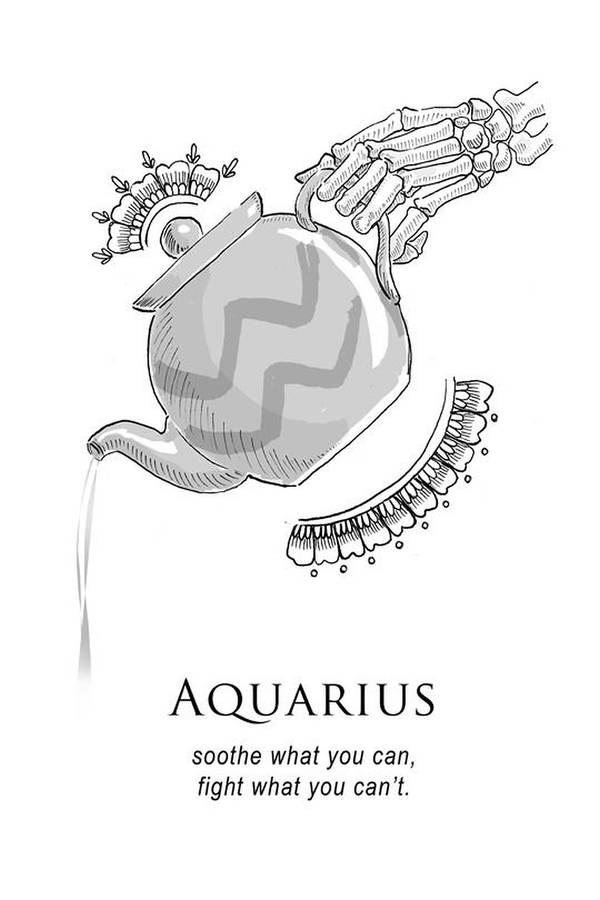 Kettle Aquarius Zodiac Design Wallpaper