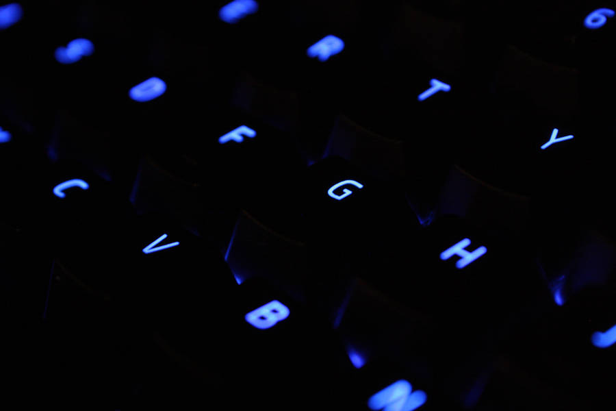 Keyboard Dark And Blue Aesthetic Laptop Wallpaper