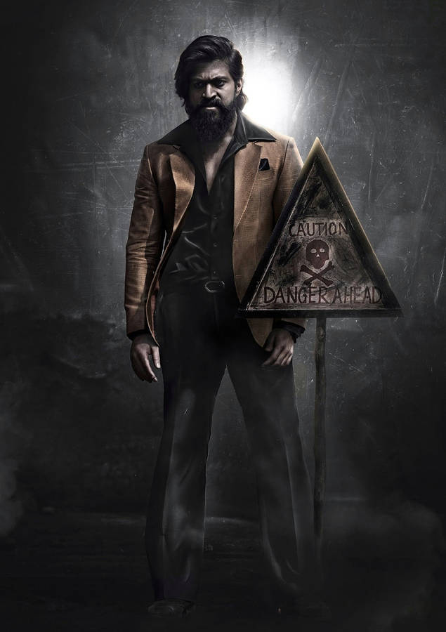 Kgf Rocky Bhai Danger Sign Wallpaper