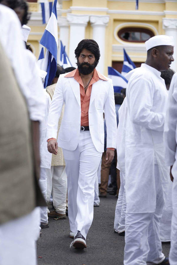 Kgf Yash In White Suit Wallpaper