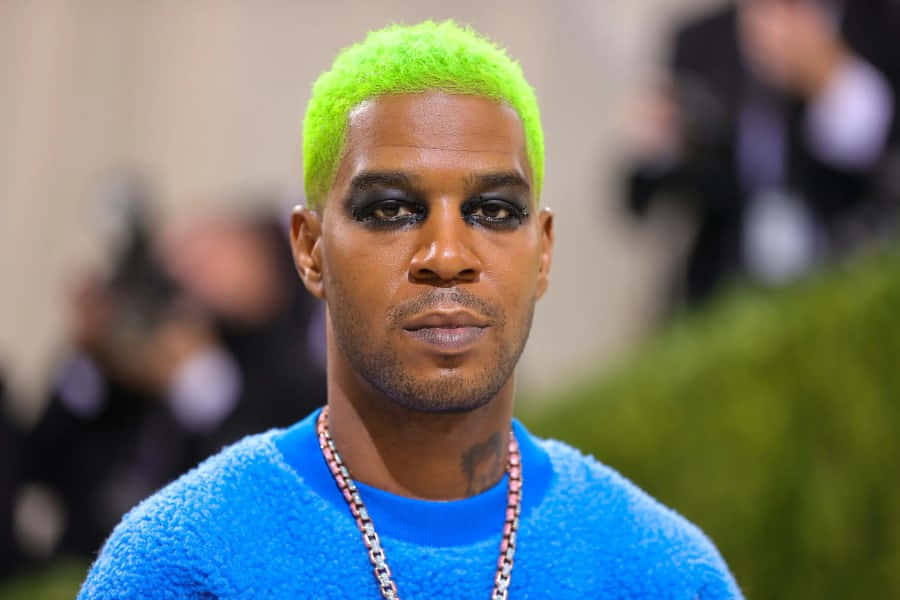 Kid Cudi Green Hair Blue Top Wallpaper