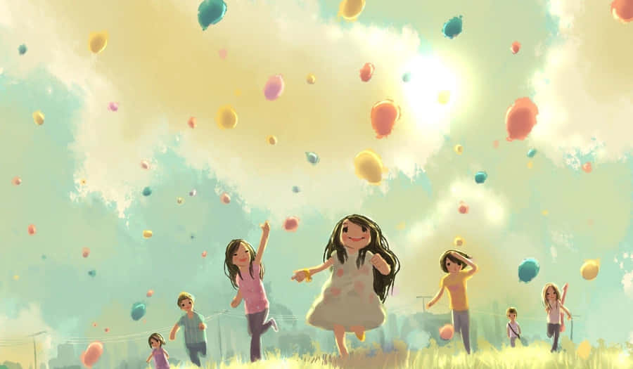Kid Playing With Balloon Nice Desktop Wallpaper