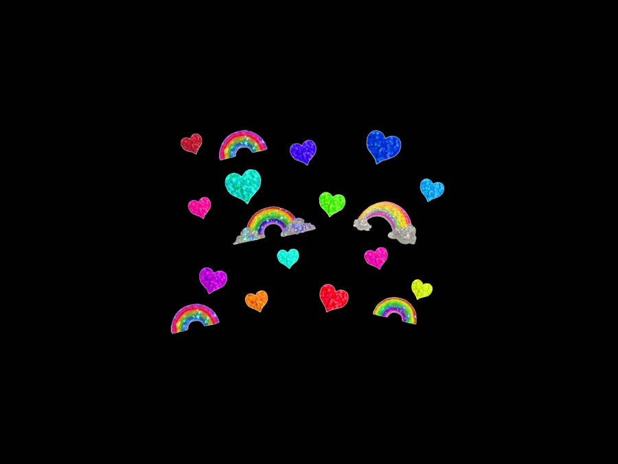 Kidcore Hearts And Rainbows Wallpaper