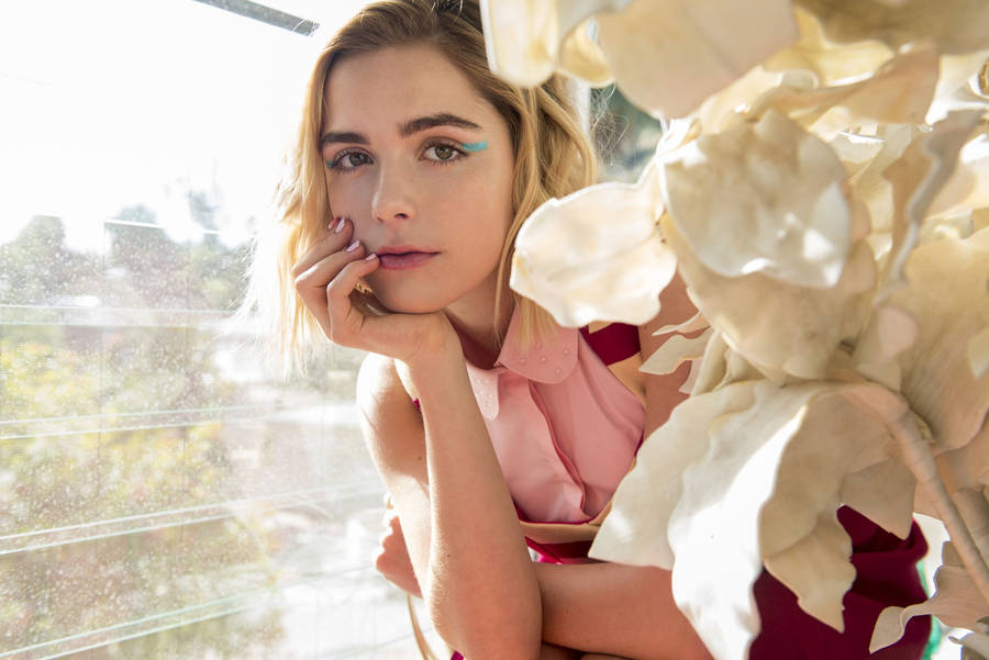 Kiernan Shipka In Floral Wallpaper