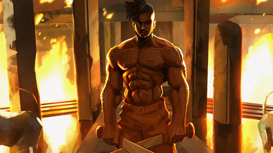 Killmonger On Fire Wallpaper