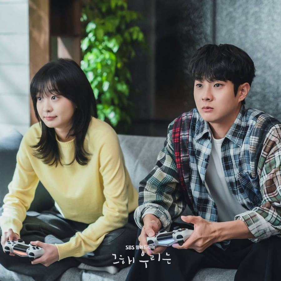 Kim Da-mi And Choi Woo Shik Playstation Wallpaper