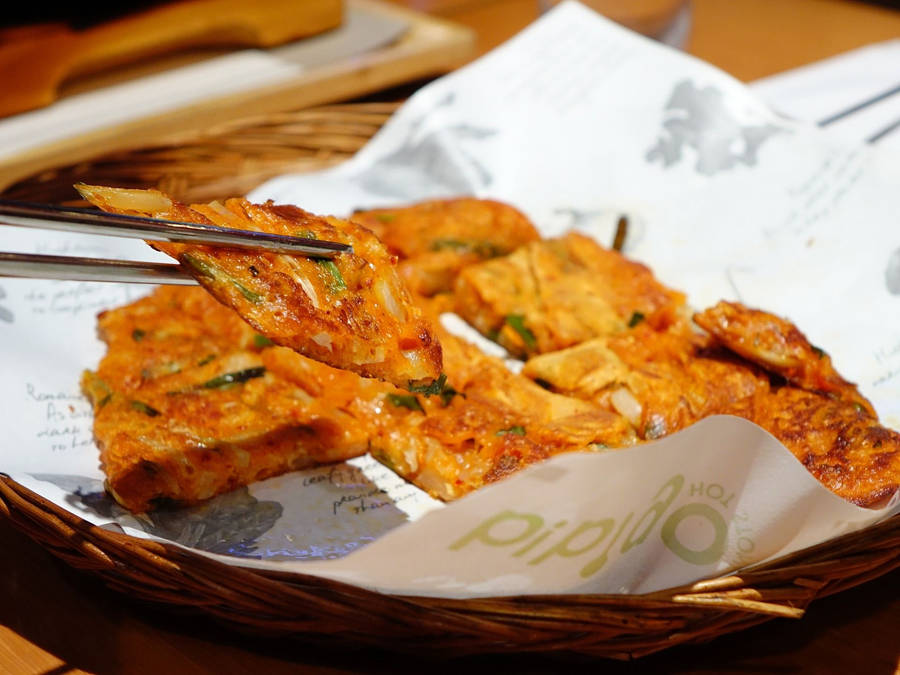 Kimchi Fritters On Native Plate Wallpaper