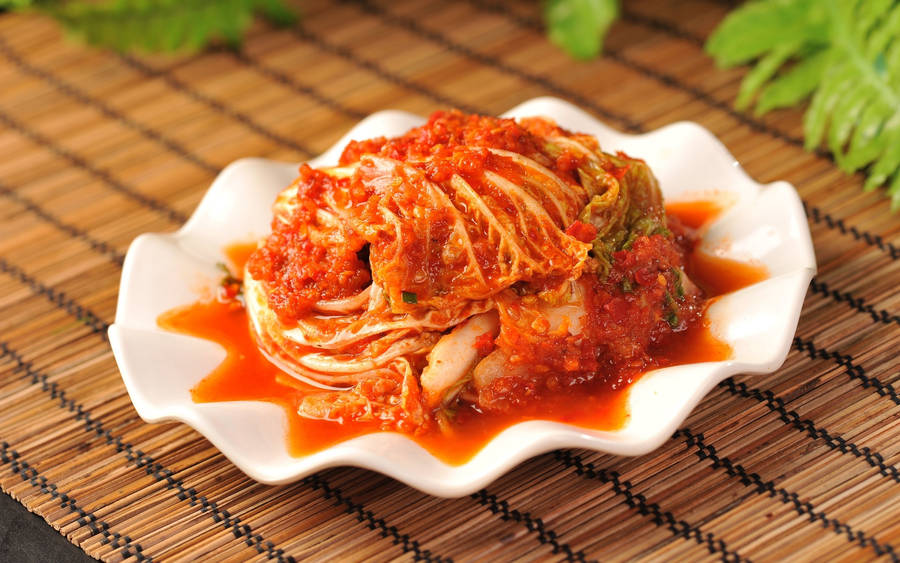 Kimchi On White Aesthetic Plate Wallpaper