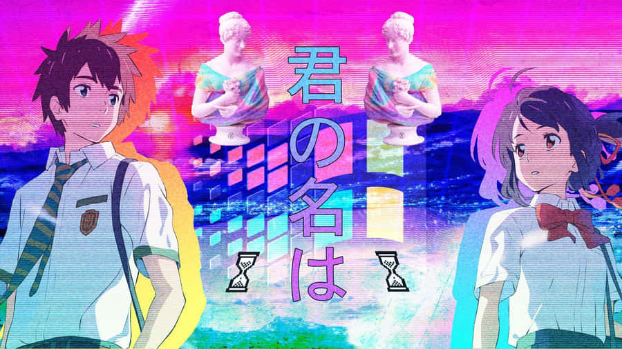 Kimi No Na Wa Retro Anime Girl Aesthetic Digital Illustration Wallpaper