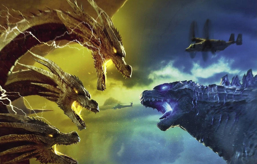 King Ghidorah Versus Godzilla King Of The Monsters Wallpaper