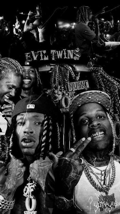 King Von And Lil Durk Greyscale Collage Wallpaper