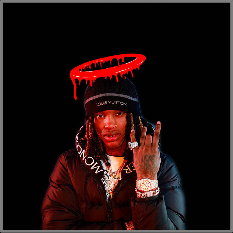 King Von With Red Halo Wallpaper