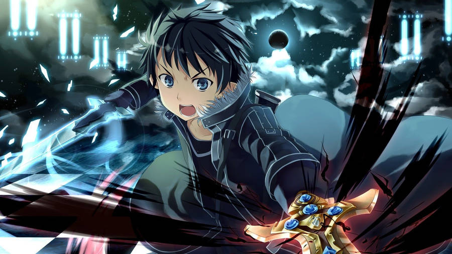 Kirito Fighting Graphic Art Wallpaper