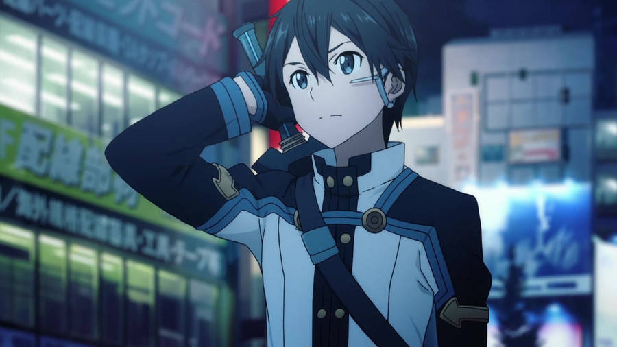 Kirito In The City Wallpaper