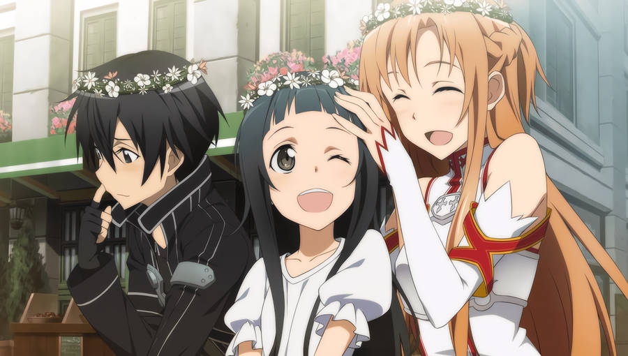 Kirito With Asuna And Yui Wallpaper