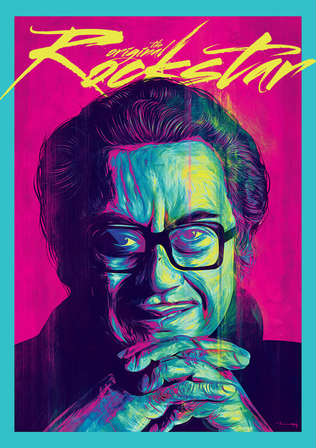 Kishore Kumar Colorful Poster Wallpaper