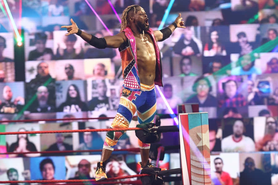 Kofi Kingston Standing By The Ring Post Wallpaper